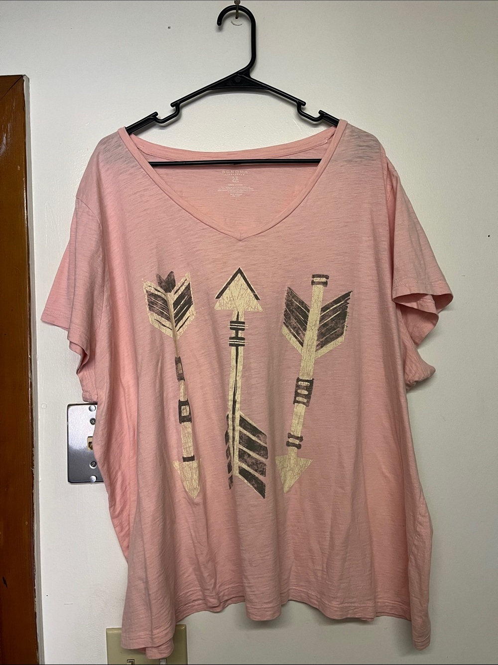 Sonoma Pink V-Neck Tee with Arrow Graphic